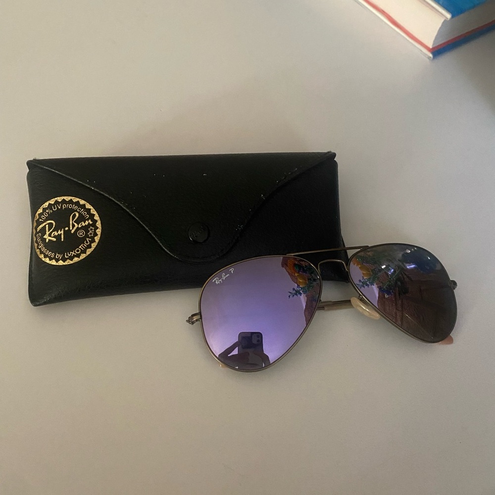 Rare Ray-Ban Lilac Lavender Purple Mirrored polarized Aviator Sunglasses